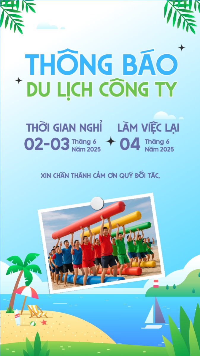Mẫu Bài post MXH (9:16) Team building, mùa hè, summer, Du lịch, travel, tourism, trải nghiệm, khám phá — LayerPic