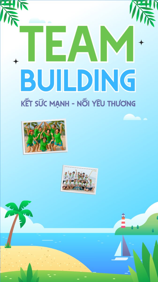 Mẫu Bài post MXH (9:16) Team building, mùa hè, summer, Du lịch, travel, tourism, trải nghiệm, khám phá — LayerPic