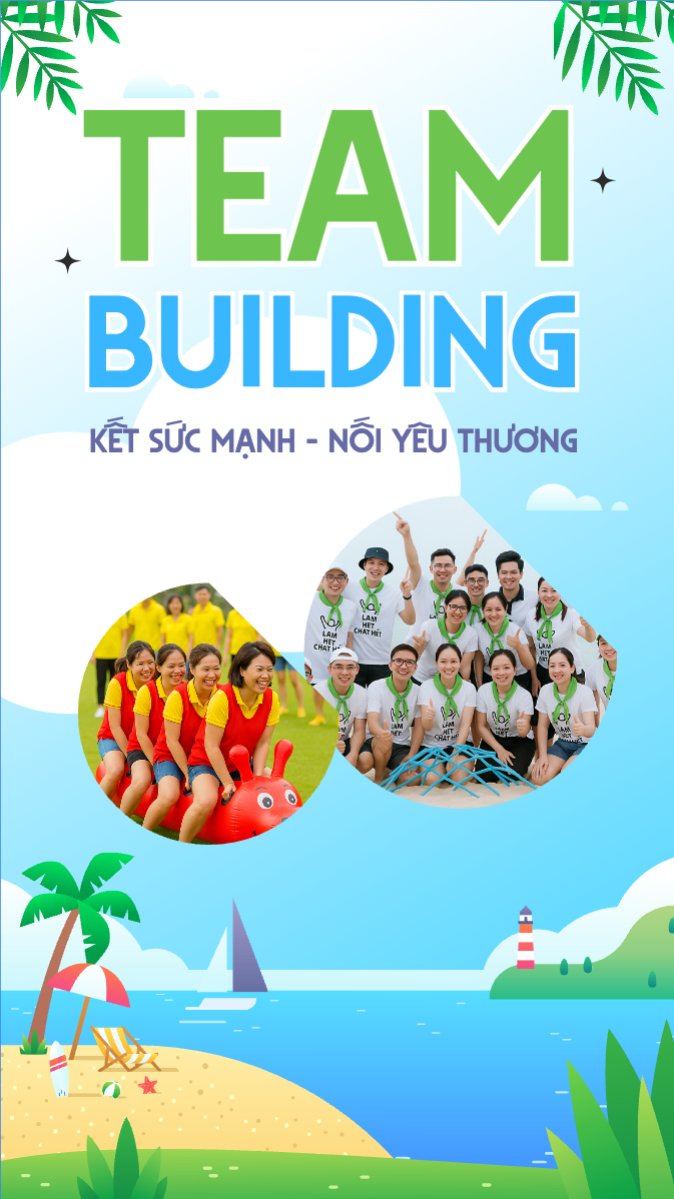 Mẫu Bài post MXH (9:16) Team building, mùa hè, summer, Du lịch, travel, tourism, trải nghiệm, khám phá — LayerPic