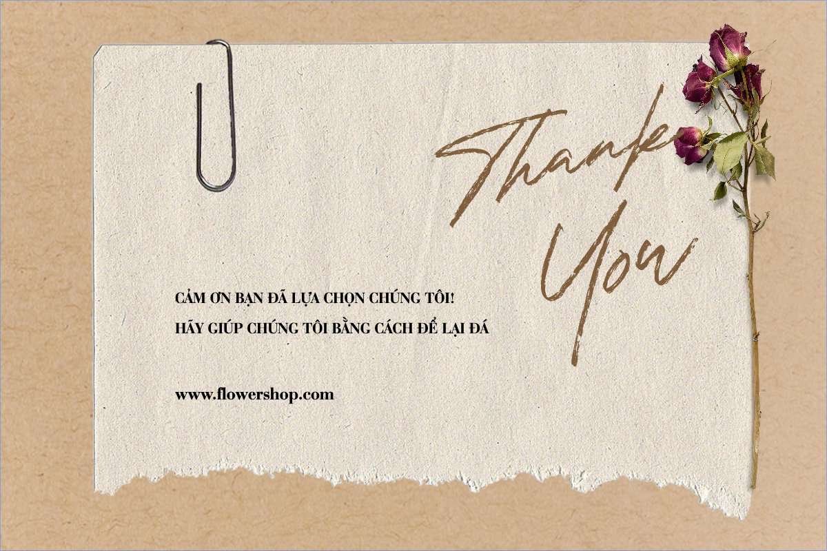 Mẫu Thank you card Cổ điển, vintage, retro, classic, hoa lá — LayerPic