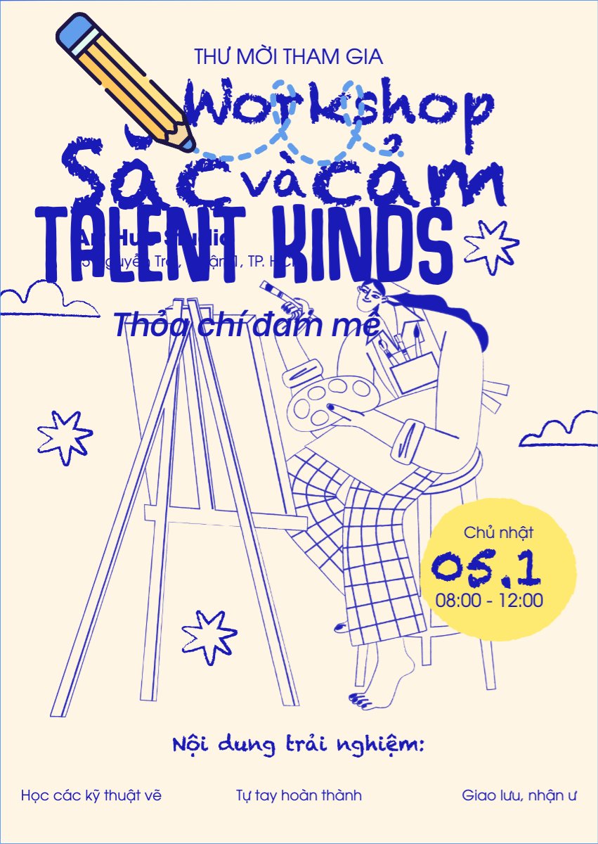 Mẫu Thư mời Workshop, vẽ, giáo dục, education, school, trường học, dễ thương, cute — LayerPic