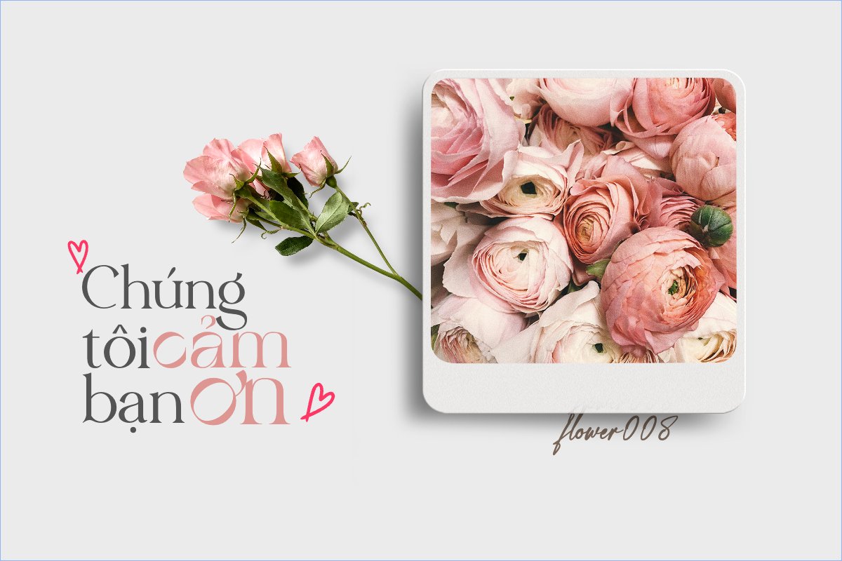 Mẫu Thank you card Hiện đại, sang trọng, morden, nhẹ nhàng, hoa lá — LayerPic