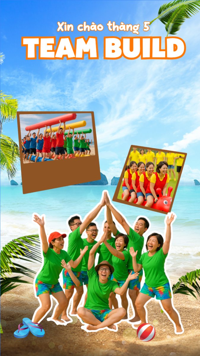 Mẫu Bài post MXH (9:16) Team building, Du lịch, travel, tourism, trải nghiệm, khám phá — LayerPic