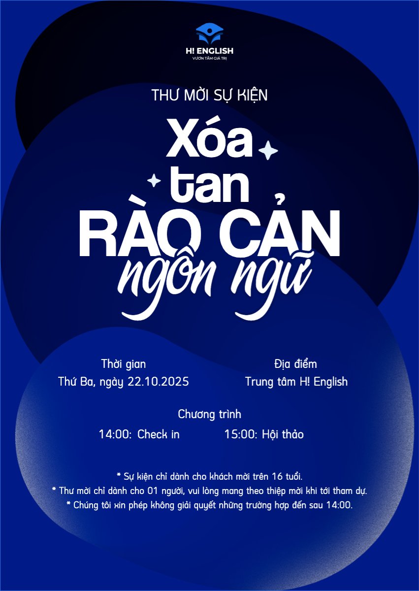 Mẫu Thư mời Giáo dục, education, sự kiện, event, ngoại ngữ, tiếng Anh, khóa học, hội thảo, đơn giản, simple, hiện đại, modern — LayerPic