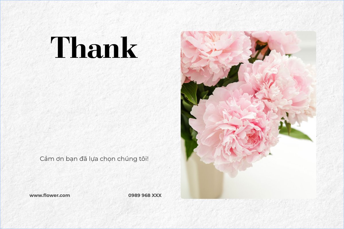 Mẫu Thank you card Hiện đại, sang trọng, morden, nhẹ nhàng, đơn giản, hoa lá — LayerPic