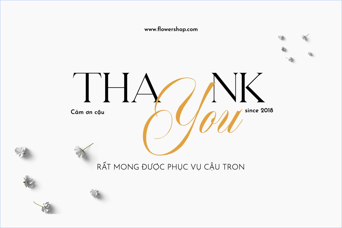Mẫu Thank you card Hiện đại, sang trọng, morden, nhẹ nhàng, đơn giản, hoa lá — LayerPic