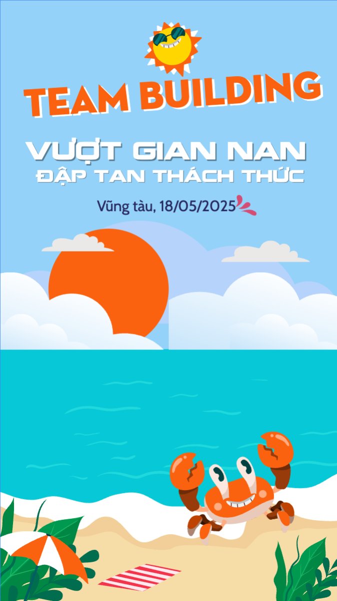 Mẫu Bài post MXH (9:16) Team building, Du lịch, travel, tourism, trải nghiệm, khám phá — LayerPic