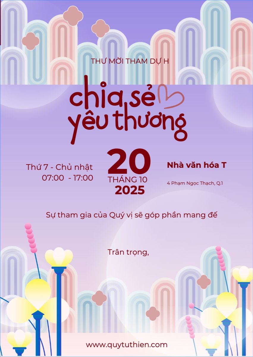 Mẫu Thư mời Hoạt động từ thiện, thiện nguyện, sự kiện, event, đơn giản, simple, dễ thương, cute — LayerPic