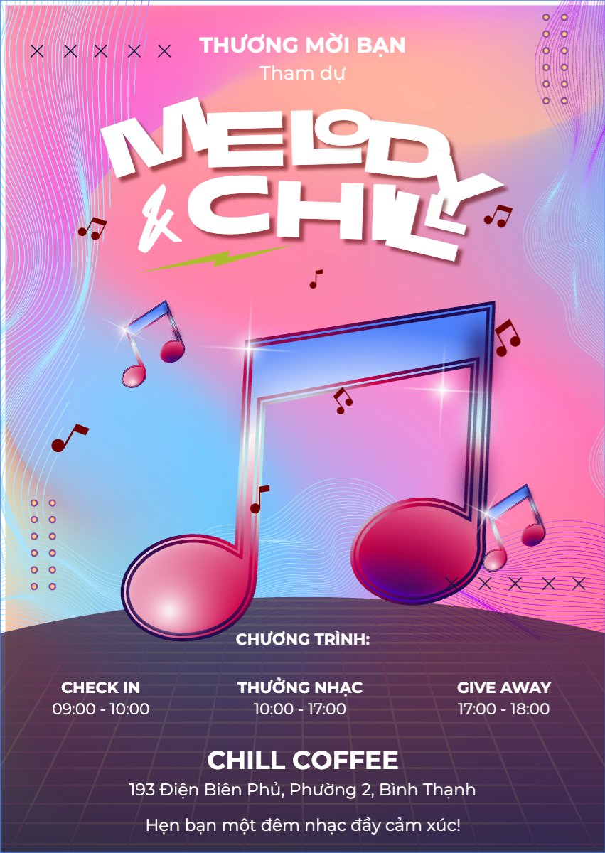 Mẫu Thư mời Âm nhạc, music, văn nghệ, giải trí, acoustic, sự kiện, event, giao lưu, dễ thương, cute, đơn giản — LayerPic