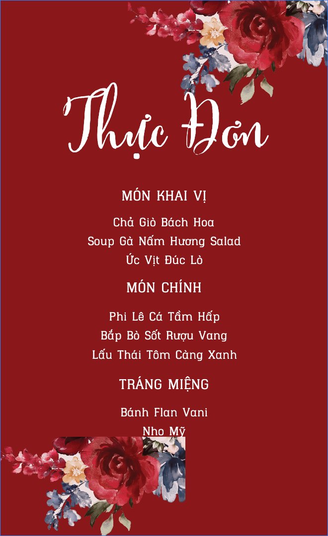 Mẫu Menu để bàn Better Together, cổ điển, vintage, retro, classic, hoa lá — LayerPic