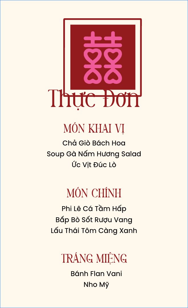 Mẫu Menu để bàn Song Hỷ Lâm Môn, truyền thống, traditional, dân gian, cổ truyền — LayerPic
