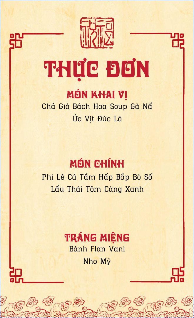 Mẫu Menu để bàn Tri Kỷ, truyền thống, traditional, dân gian — LayerPic