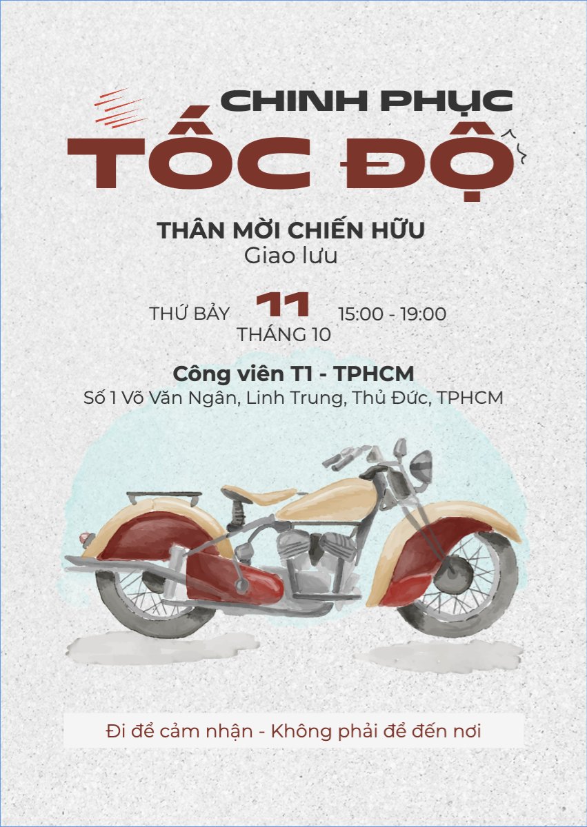 Mẫu Thư mời Xe, xe máy, mô tô, giao lưu, đơn giản, simple, vintage, retro — LayerPic
