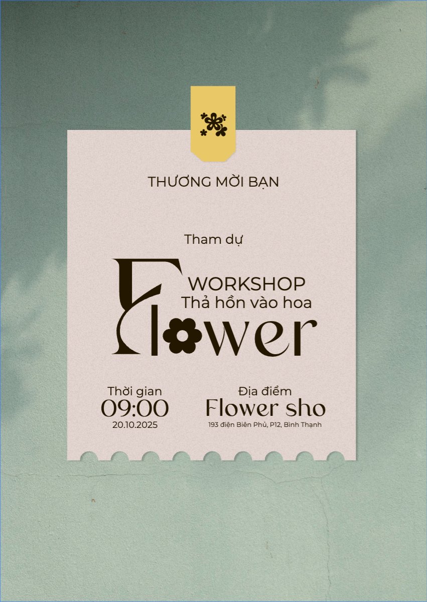 Mẫu Thư mời Workshop, cắm hoa, hoa, flower shop, flower, đơn giản, simple — LayerPic
