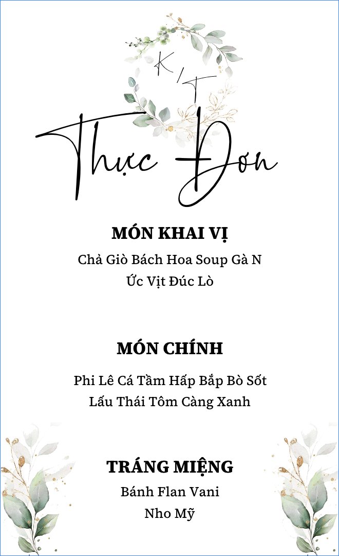 Mẫu Menu để bàn Greenery, hoa lá, thiên nhiên, floral — LayerPic