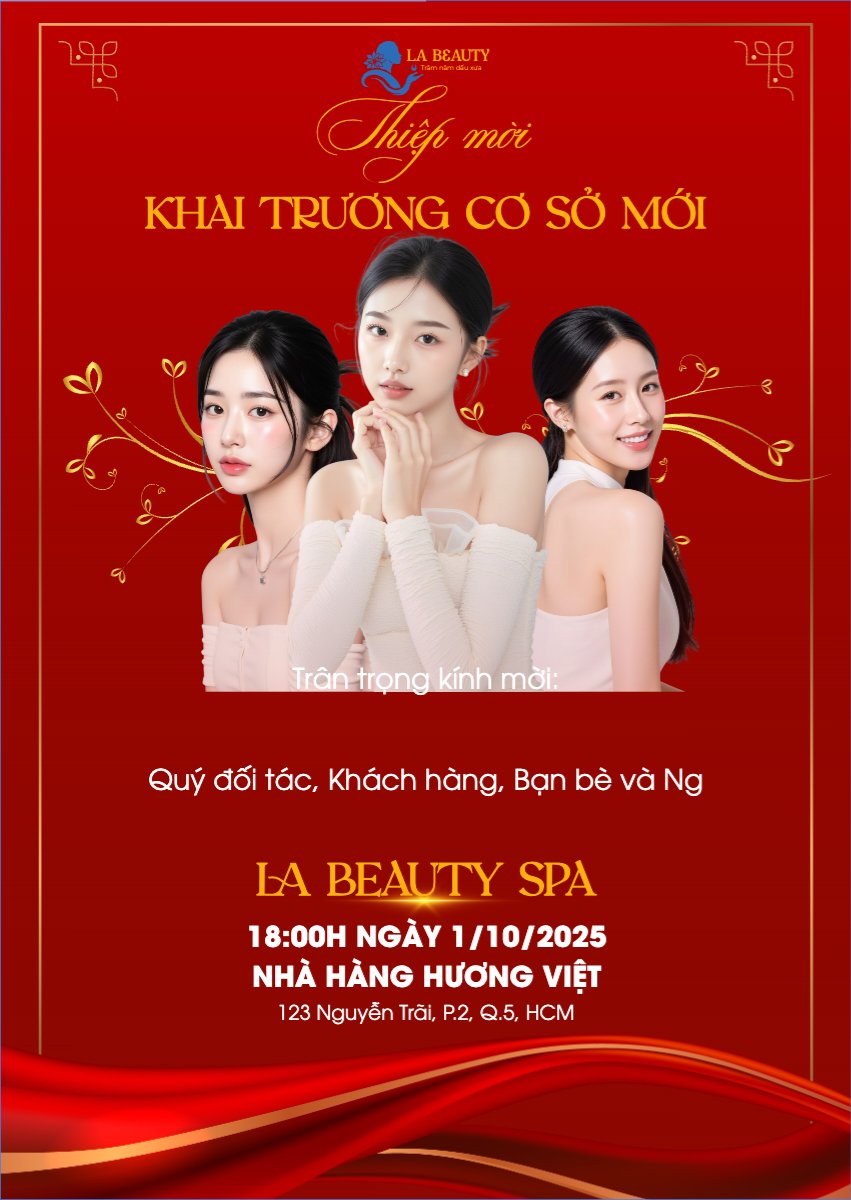 Mẫu Thư mời Khai trương, spa, beauty, làm đẹp, thẩm mỹ, hiện đại, sang trọng, modern — LayerPic