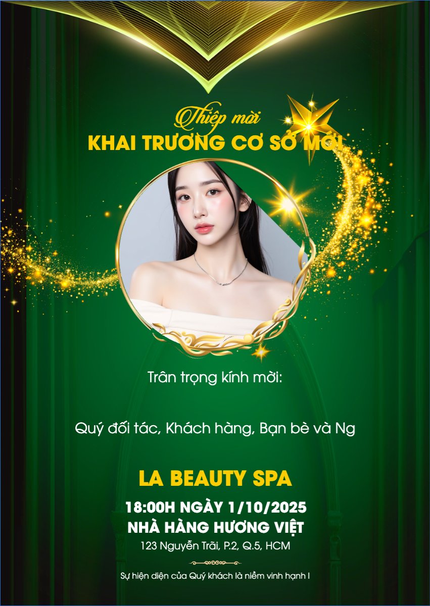 Mẫu Thư mời Khai trương, grand opening, spa, beauty, làm đẹp, thẩm mỹ, hiện đại, sang trọng, modern — LayerPic