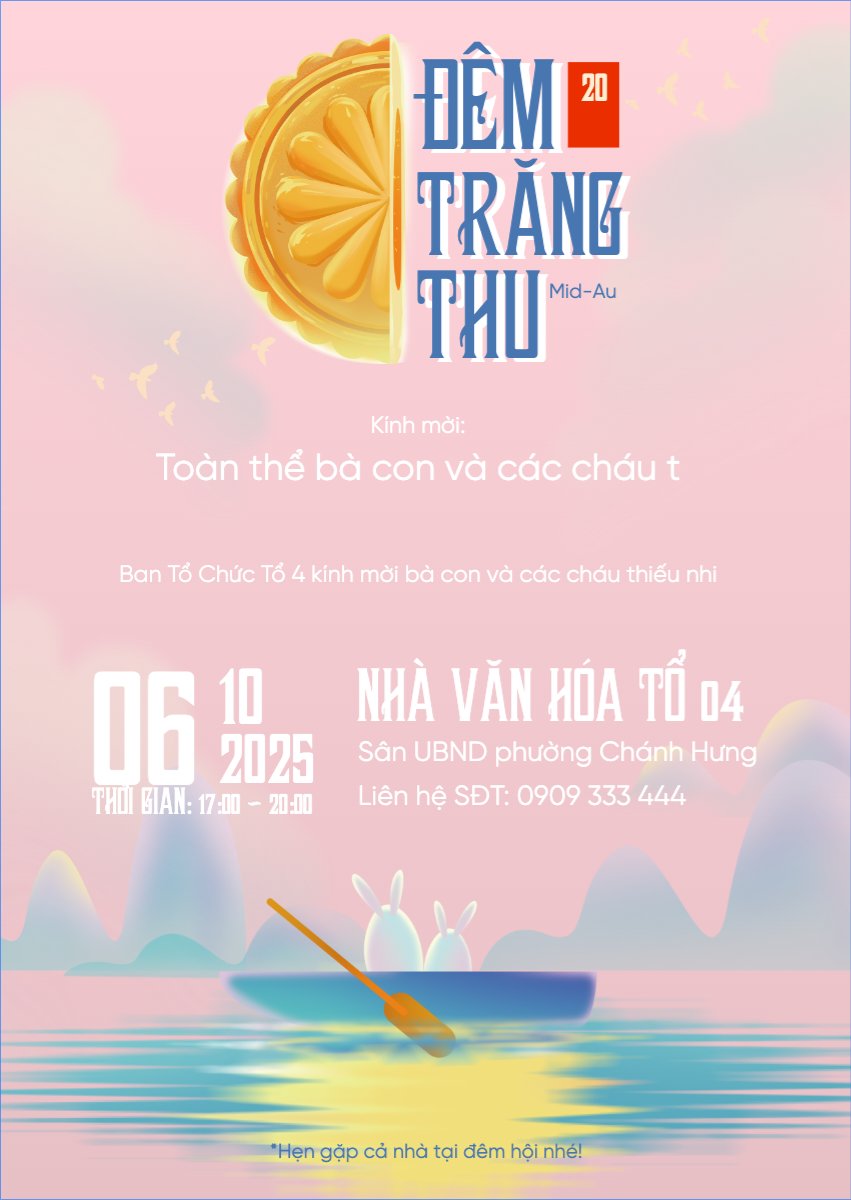 Mẫu Thư mời Trung thu, Tết Đoàn Viên, mid-autumn festival, sự kiện, event, dễ thương, cute, chibi, hoạt hình, cartoon — LayerPic