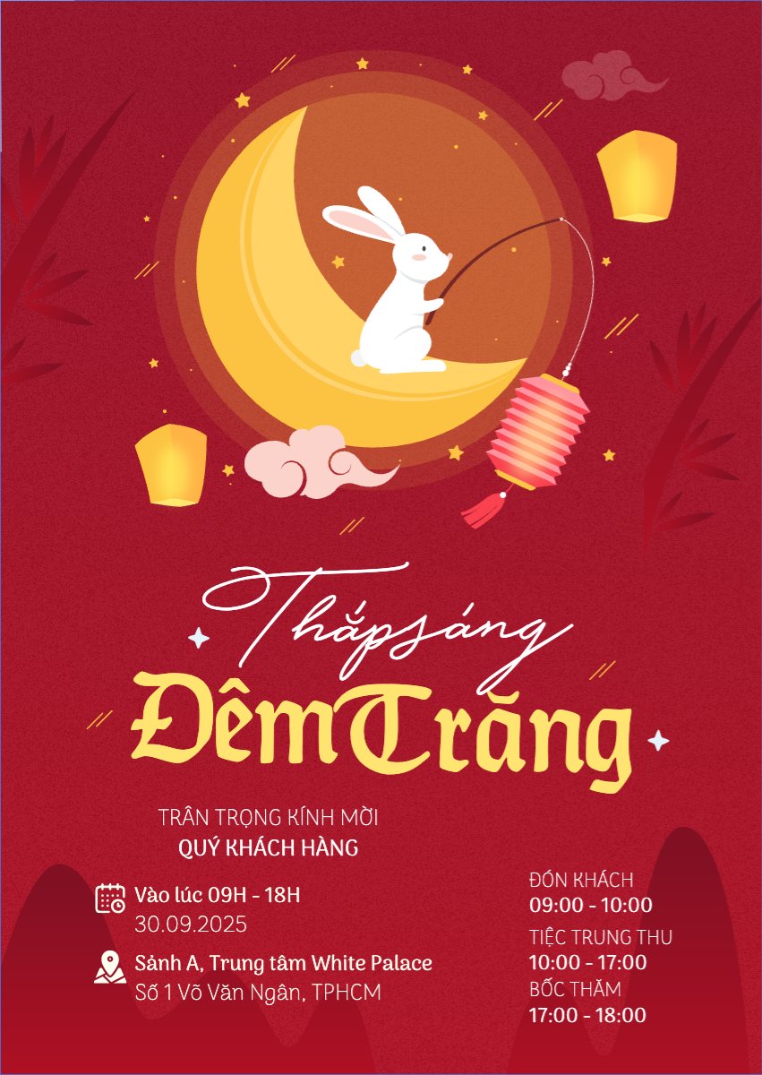 Mẫu Thư mời Trung thu, Tết Đoàn Viên, mid-autumn festival, sự kiện, event, dễ thương, cute, chibi, hoạt hình, cartoon — LayerPic