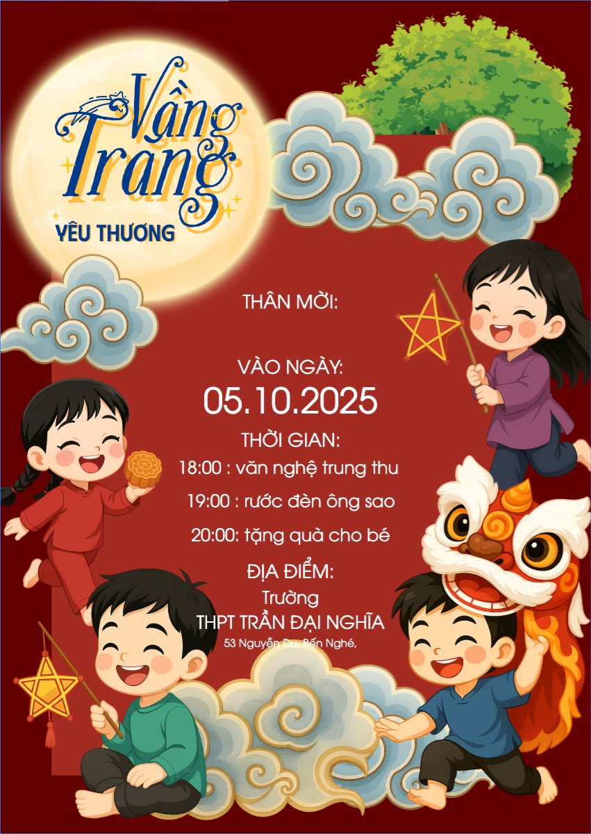 Mẫu Thư mời Trung thu, Tết Đoàn Viên, mid-autumn festival, sự kiện, event, dễ thương, cute, chibi, hoạt hình, cartoon — LayerPic