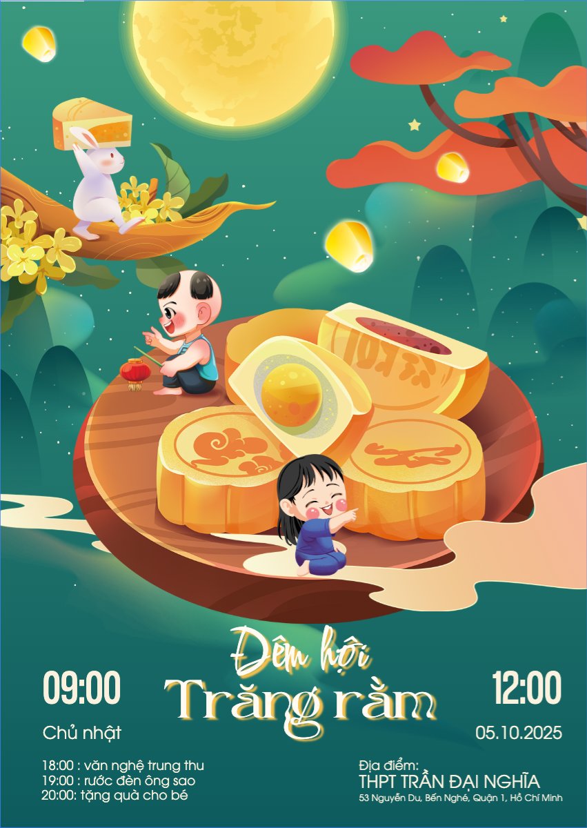 Mẫu Thư mời Trung thu, Tết Đoàn Viên, mid-autumn festival, sự kiện, event, dễ thương, cute, chibi, hoạt hình, cartoon — LayerPic