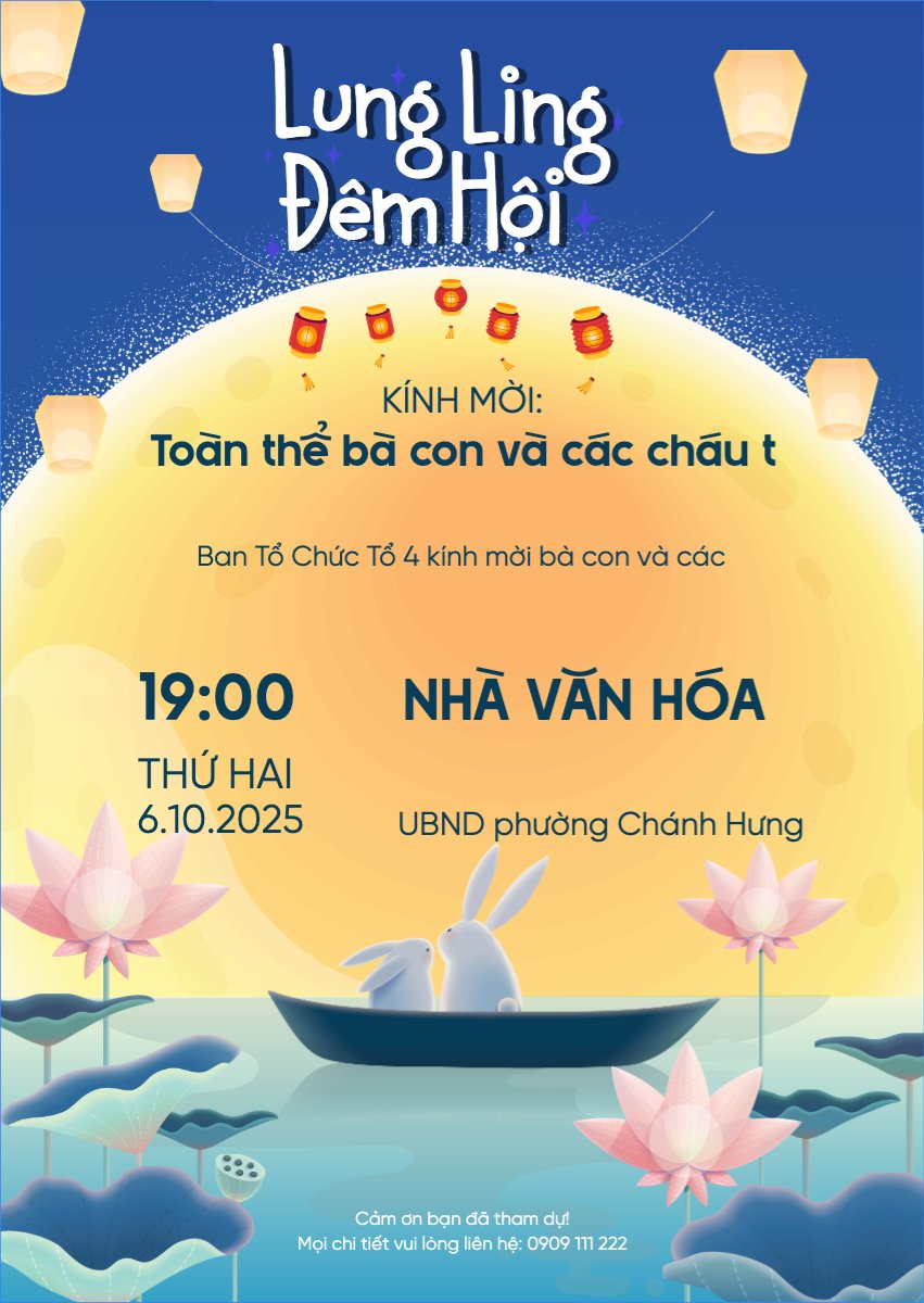 Mẫu Thư mời Trung thu, Tết Đoàn Viên, mid-autumn festival, sự kiện, event, dễ thương, cute, chibi, hoạt hình, cartoon — LayerPic