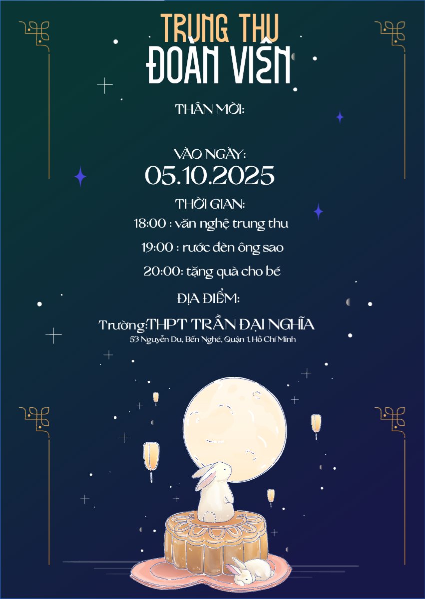 Mẫu Thư mời Trung thu, Tết Đoàn Viên, mid-autumn festival, sự kiện, event, dễ thương, cute, chibi, hoạt hình, cartoon — LayerPic