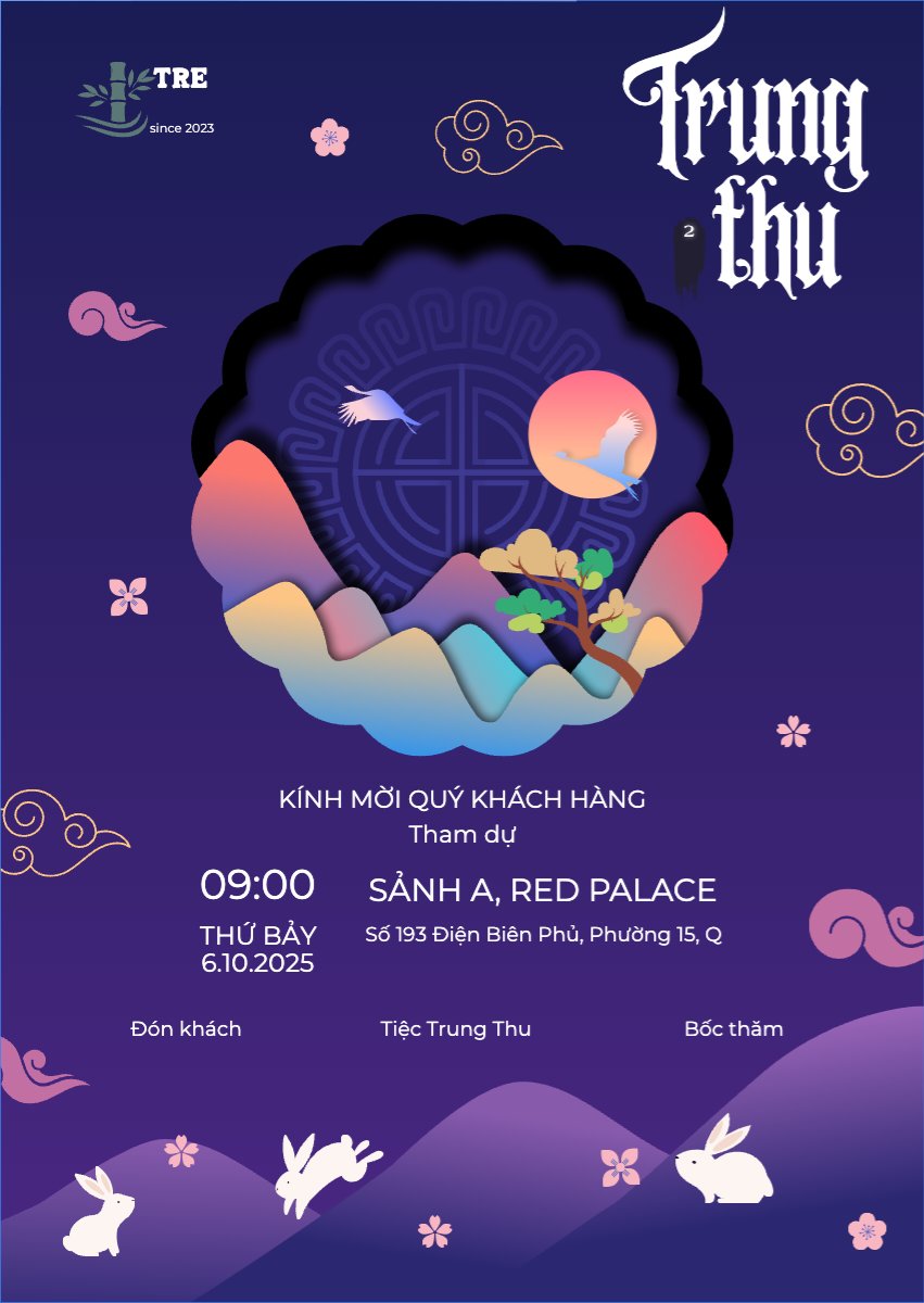 Mẫu Thư mời Trung thu, Tết Đoàn Viên, mid-autumn festival, sự kiện, event, dễ thương, cute, chibi, hoạt hình, cartoon — LayerPic