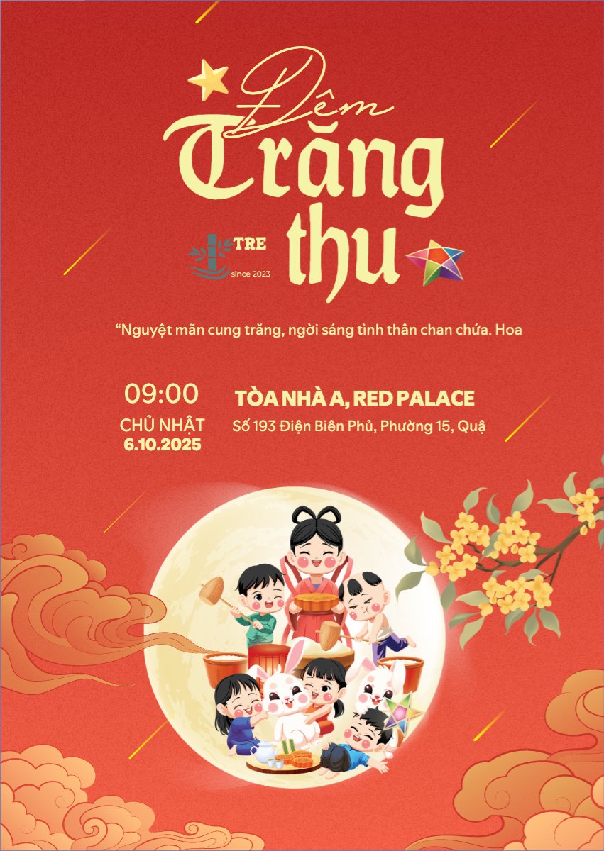 Mẫu Thư mời Trung thu, Tết Đoàn Viên, mid-autumn festival, sự kiện, event, dễ thương, cute, chibi, hoạt hình, cartoon — LayerPic