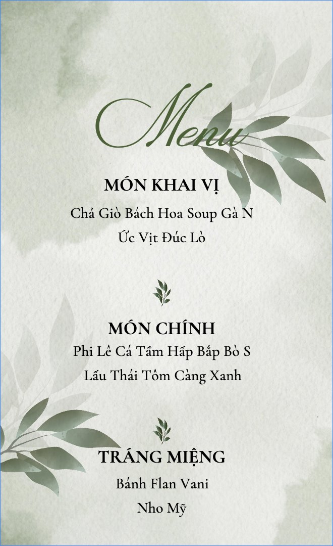 Mẫu Menu để bàn Hoa màu nước, hoa lá, thiên nhiên, floral, màu nước, watercolor — LayerPic