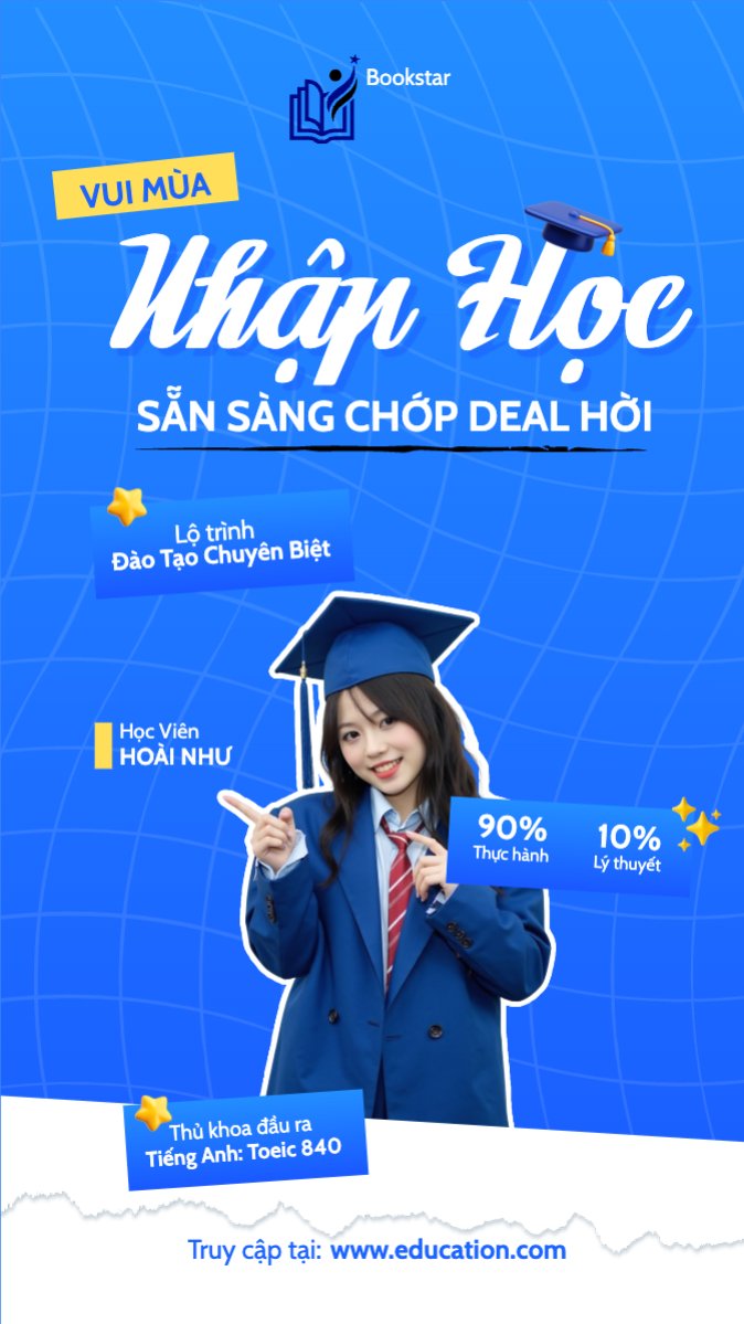 Mẫu Bài post MXH (9:16) Xét tuyển, tuyển sinh, tựu trường, nhập học, giáo dục, education, school, trường học, ngoại ngữ — LayerPic