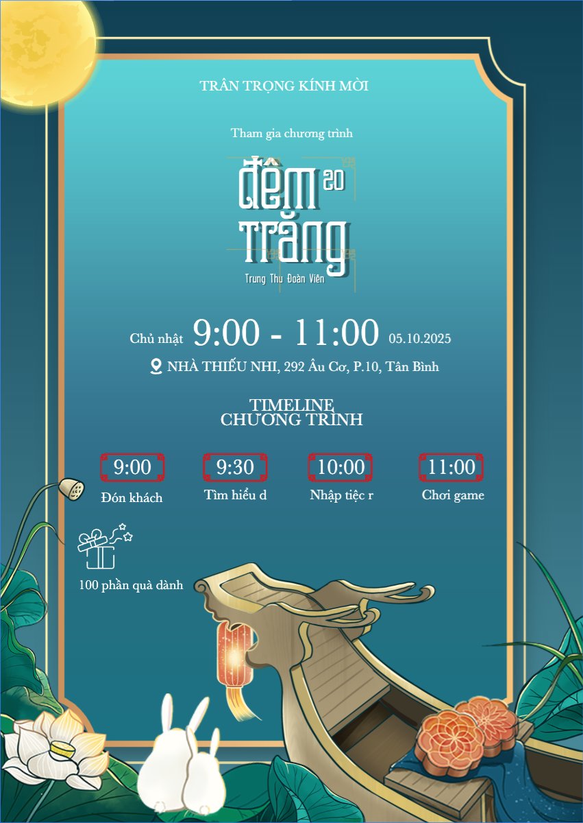 Mẫu Thư mời Trung thu, Tết Đoàn Viên, mid-autumn festival, sự kiện, event, dễ thương, cute, chibi, hoạt hình, cartoon — LayerPic