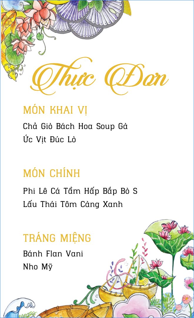 Mẫu Menu để bàn Tình Chàng Ý Thiếp, truyền thống, traditional, dân gian, chibi, dễ thương — LayerPic