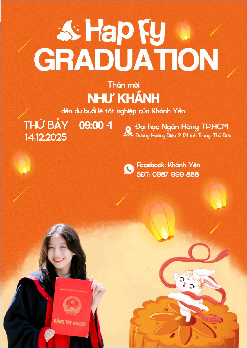 Mẫu Thư mời Tốt nghiệp, graduate, Trung thu, Tết Đoàn Viên, mid-autumn festival, sự kiện, event, dễ thương, cute, chibi, hoạt hình, cartoon — LayerPic