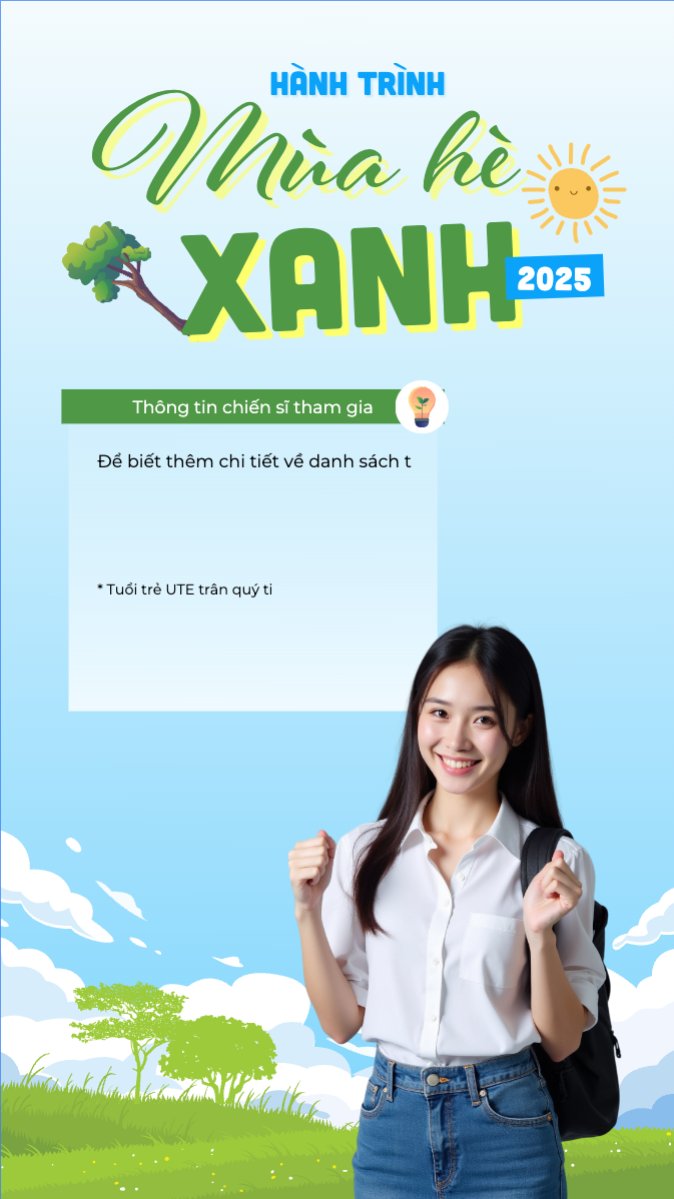 Mẫu Bài post MXH (9:16) Mùa hè xanh, tình nguyện, thiện nguyện, nhập học, giáo dục, education, school, trường học — LayerPic