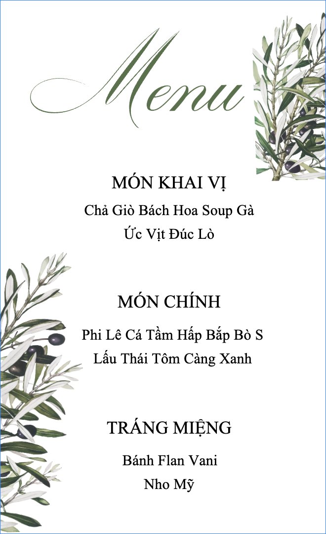 Mẫu Menu để bàn Miracle Love, hoa lá, thiên nhiên, floral, vintage, hiện đại — LayerPic