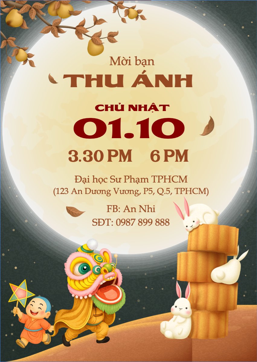 Mẫu Thư mời Tốt nghiệp, graduate, Trung thu, Tết Đoàn Viên, mid-autumn festival, sự kiện, event, dễ thương, cute, chibi, hoạt hình, cartoon — LayerPic