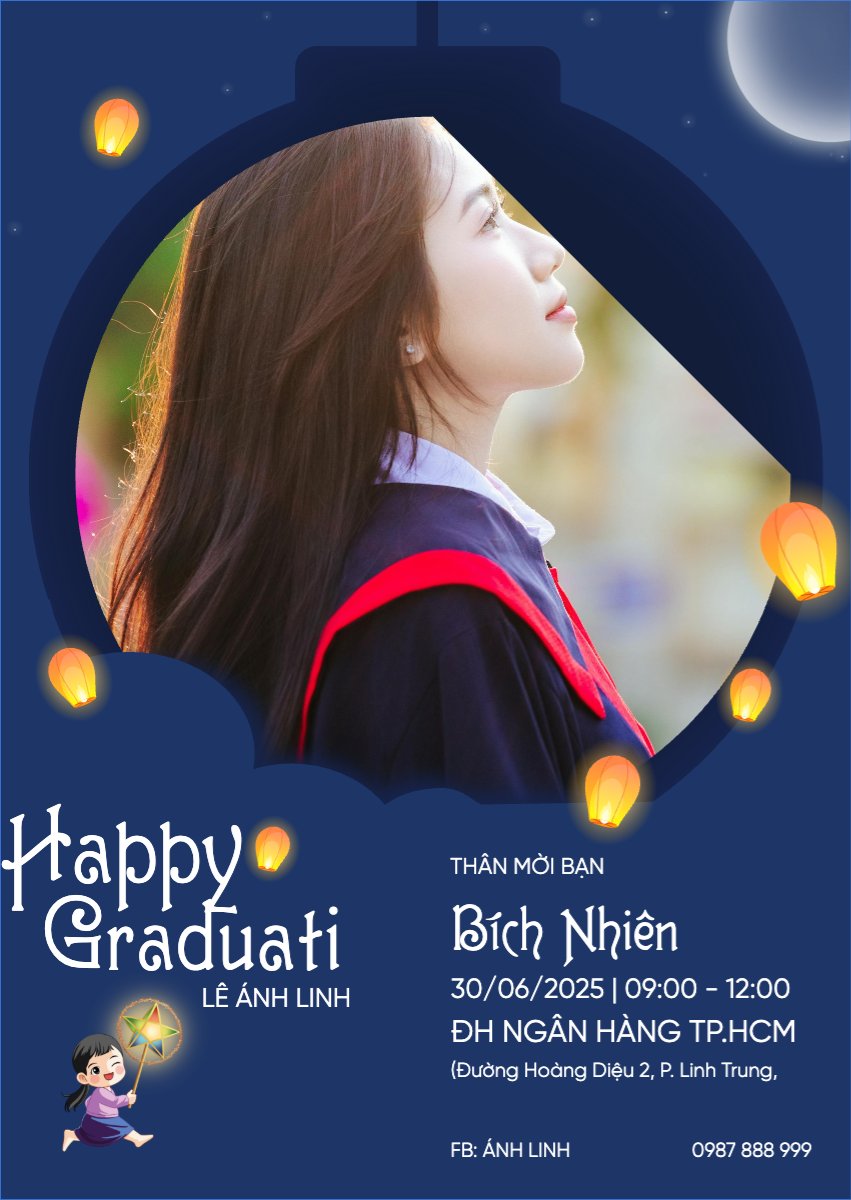 Mẫu Thư mời Tốt nghiệp, graduate, Trung thu, Tết Đoàn Viên, mid-autumn festival, sự kiện, event, dễ thương, cute, chibi, hoạt hình, cartoon — LayerPic