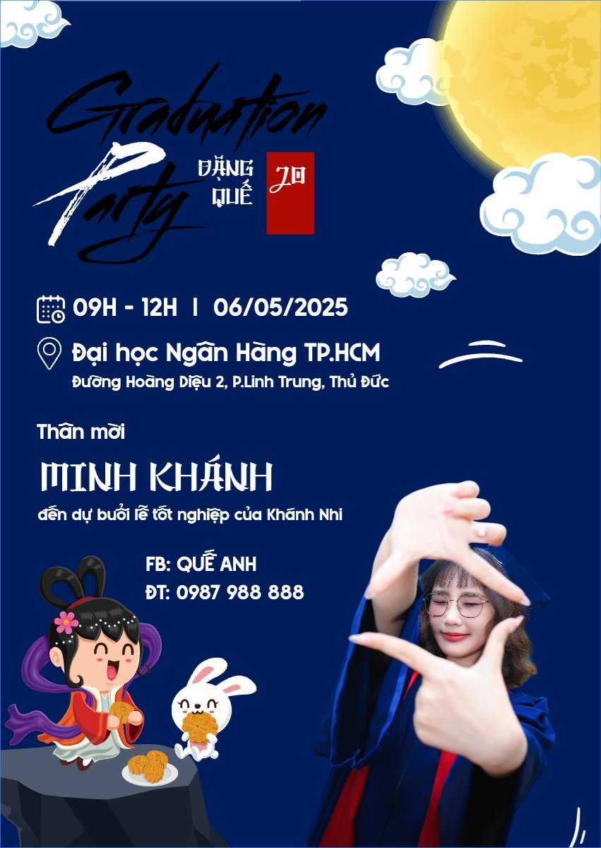 Mẫu Thư mời Tốt nghiệp, graduate, Trung thu, Tết Đoàn Viên, mid-autumn festival, sự kiện, event, dễ thương, cute, chibi, hoạt hình, cartoon — LayerPic