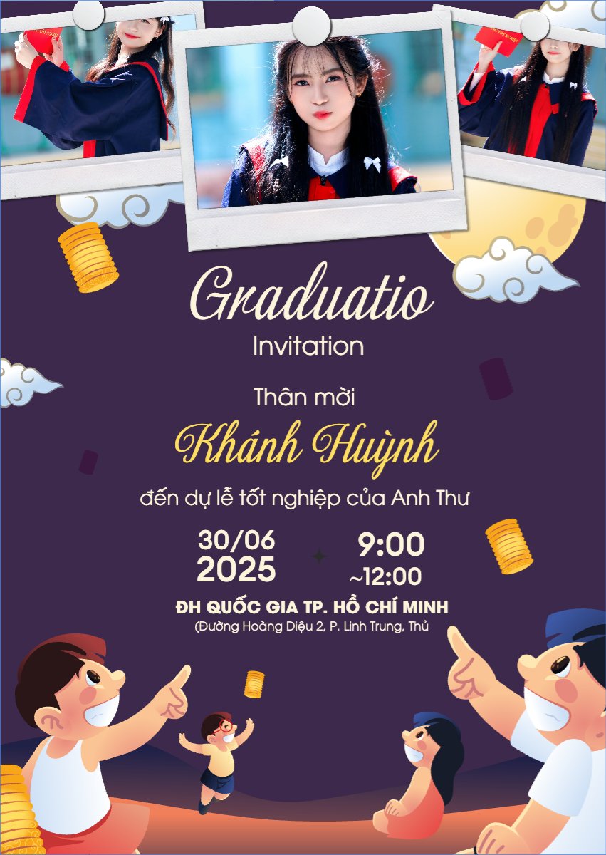 Mẫu Thư mời Tốt nghiệp, graduate, Trung thu, Tết Đoàn Viên, mid-autumn festival, sự kiện, event, dễ thương, cute, chibi, hoạt hình, cartoon — LayerPic