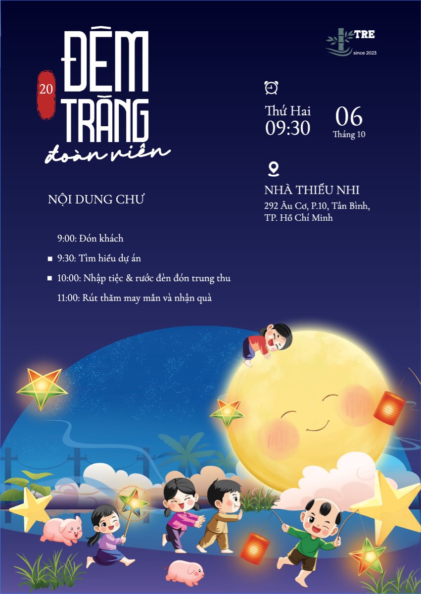 Mẫu Thư mời Trung thu, Tết Đoàn Viên, mid-autumn festival, sự kiện, event, dễ thương, cute, chibi, hoạt hình, cartoon — LayerPic