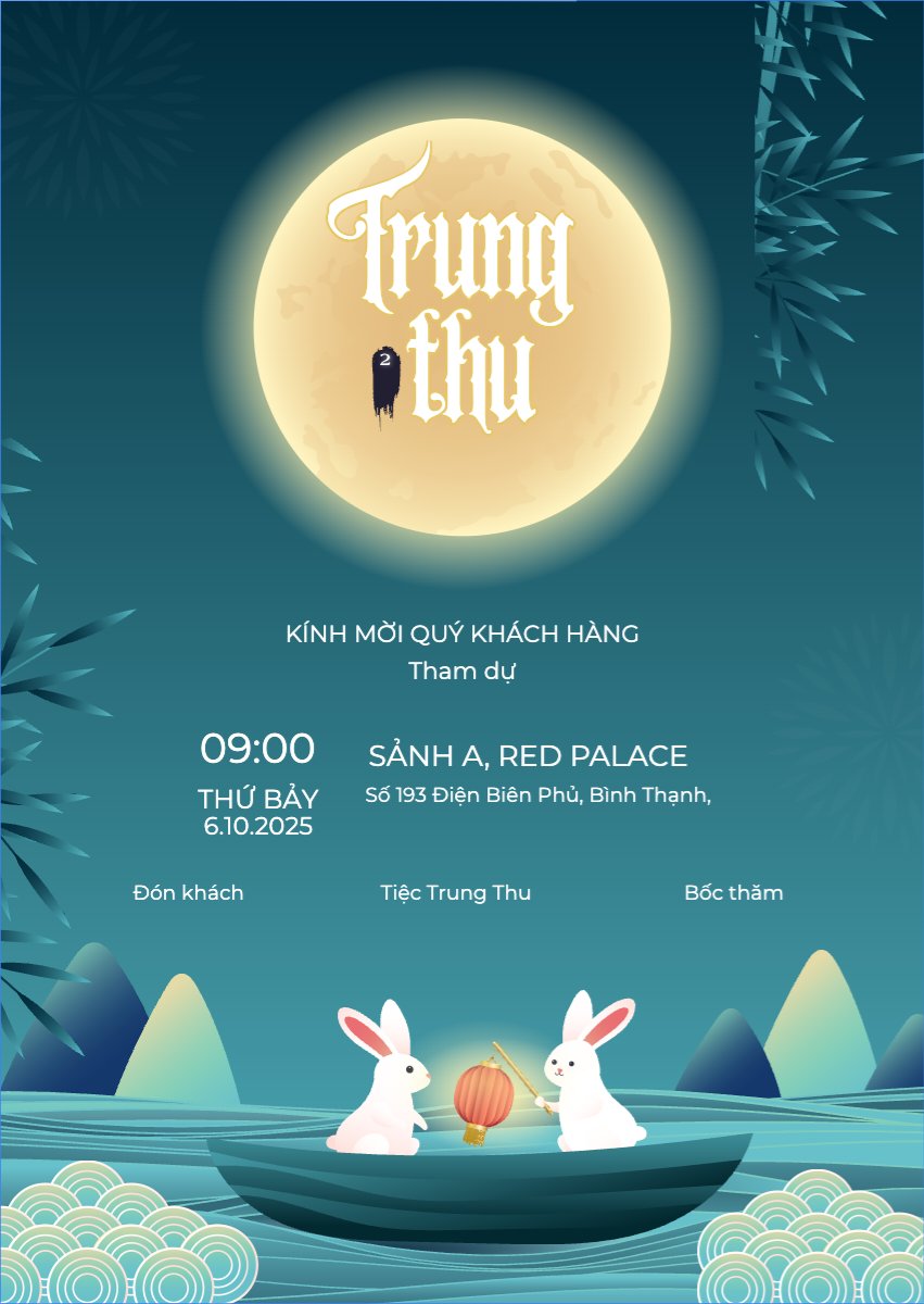 Mẫu Thư mời Trung thu, Tết Đoàn Viên, mid-autumn festival, sự kiện, event, dễ thương, cute, chibi, hoạt hình, cartoon — LayerPic