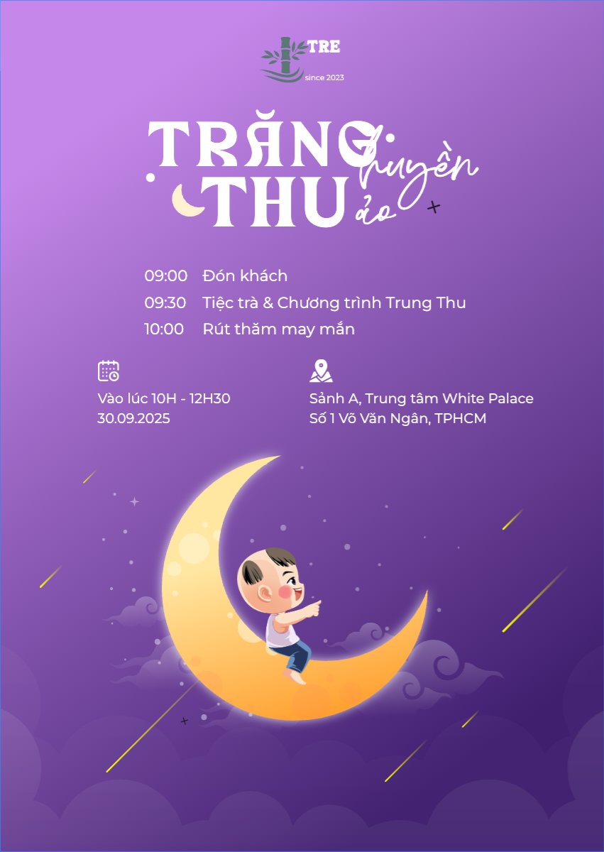Mẫu Thư mời Trung thu, Tết Đoàn Viên, mid-autumn festival, sự kiện, event, dễ thương, cute, chibi, hoạt hình, cartoon — LayerPic