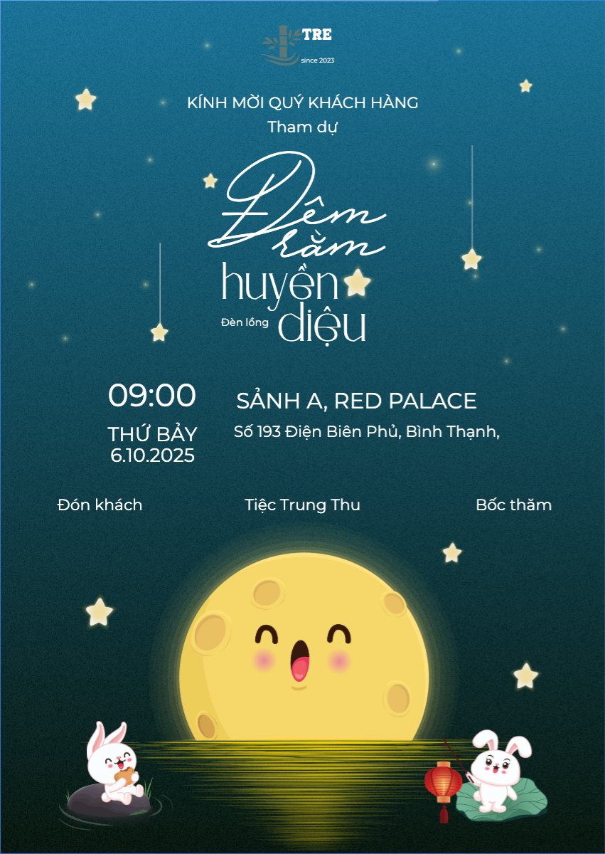 Mẫu Thư mời Trung thu, Tết Đoàn Viên, mid-autumn festival, sự kiện, event, dễ thương, cute, chibi, hoạt hình, cartoon — LayerPic