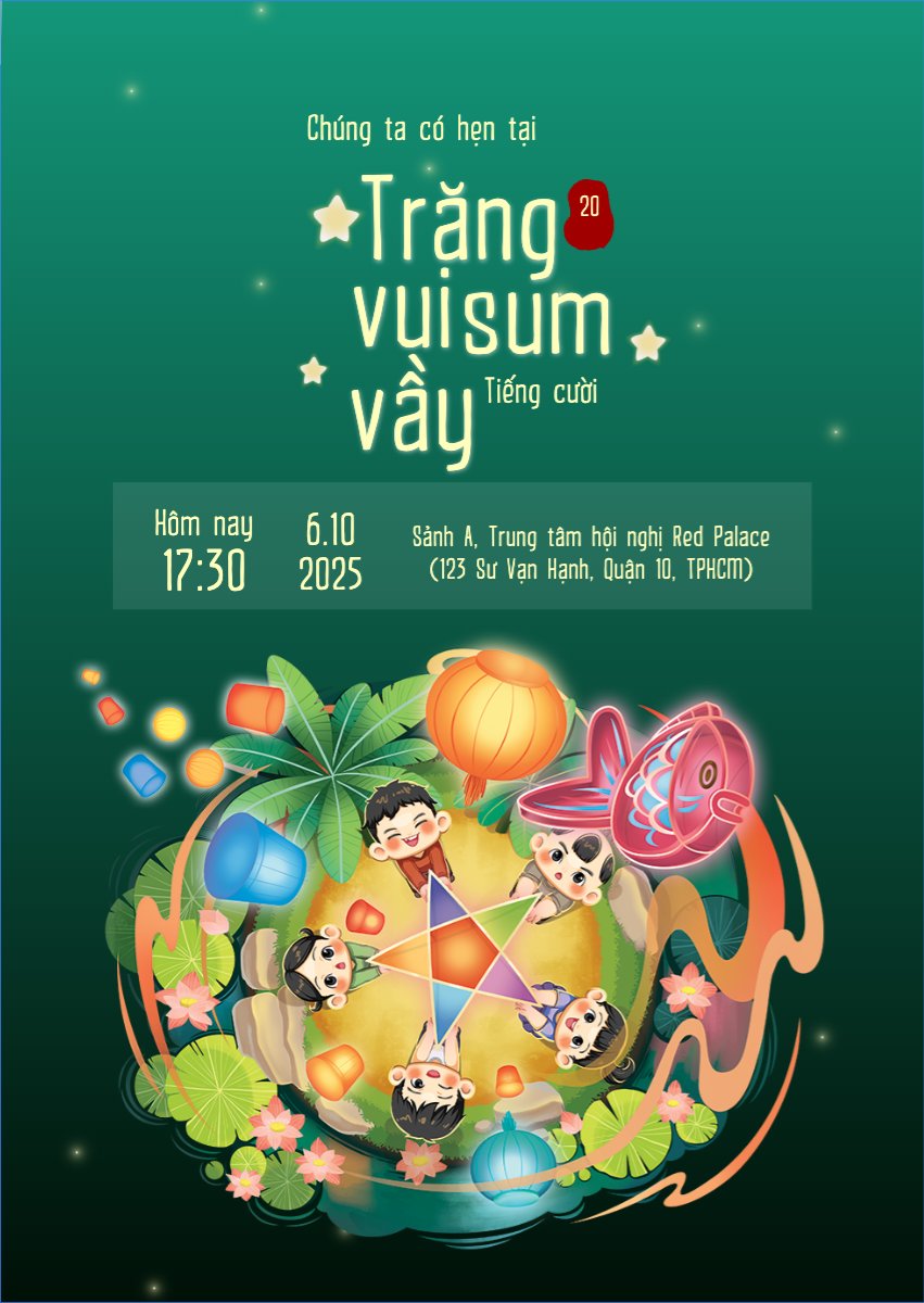 Mẫu Thư mời Trung thu, Tết Đoàn Viên, mid-autumn festival, sự kiện, event, dễ thương, cute, chibi, hoạt hình, cartoon — LayerPic