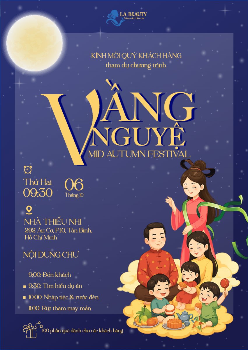 Mẫu Thư mời Trung thu, Tết Đoàn Viên, mid-autumn festival, sự kiện, event, dễ thương, cute, chibi, hoạt hình, cartoon — LayerPic