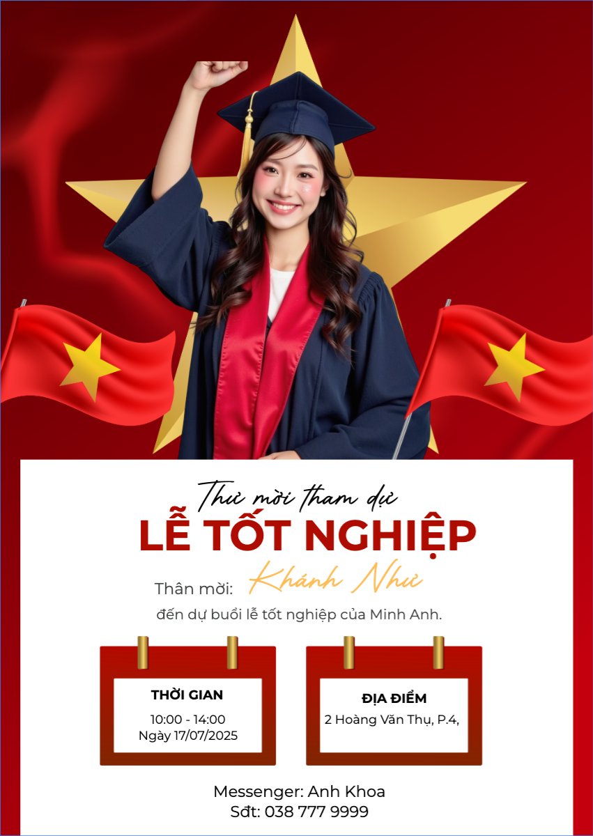 Mẫu Thư mời Tốt nghiệp, kỉ yếu, Graduation, yearbook, hiện đại, sang trọng, modern, Việt Nam — LayerPic