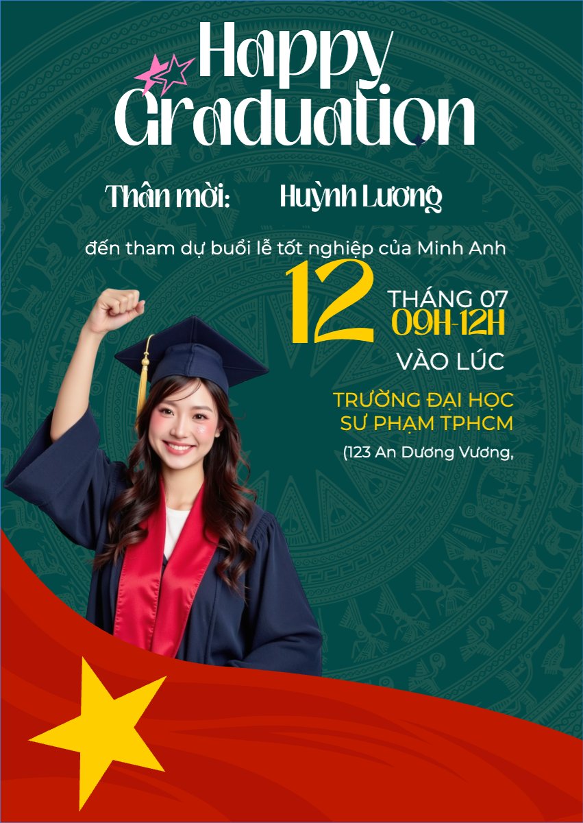 Mẫu Thư mời Tốt nghiệp, kỉ yếu, Graduation, yearbook, hiện đại, sang trọng, modern, Việt Nam — LayerPic