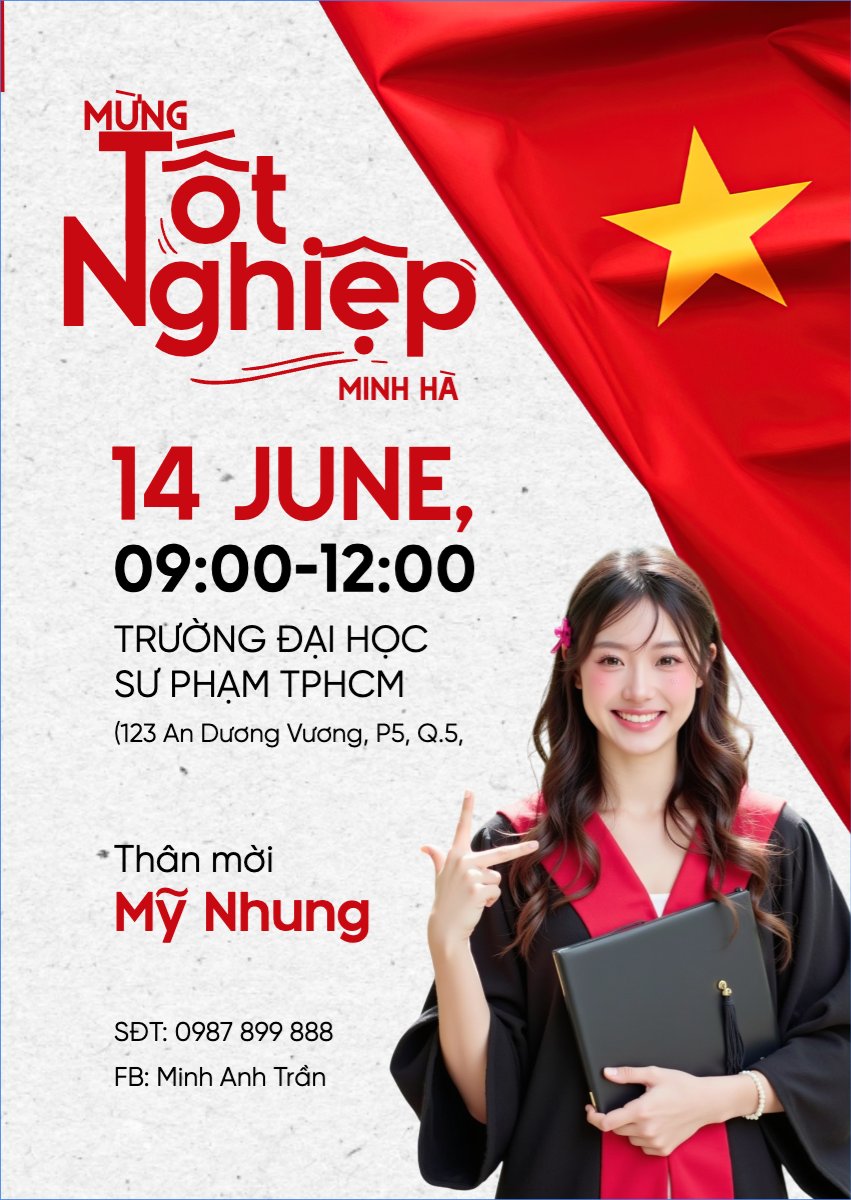 Mẫu Thư mời Tốt nghiệp, kỉ yếu, Graduation, yearbook, hiện đại, sang trọng, modern, Việt Nam — LayerPic