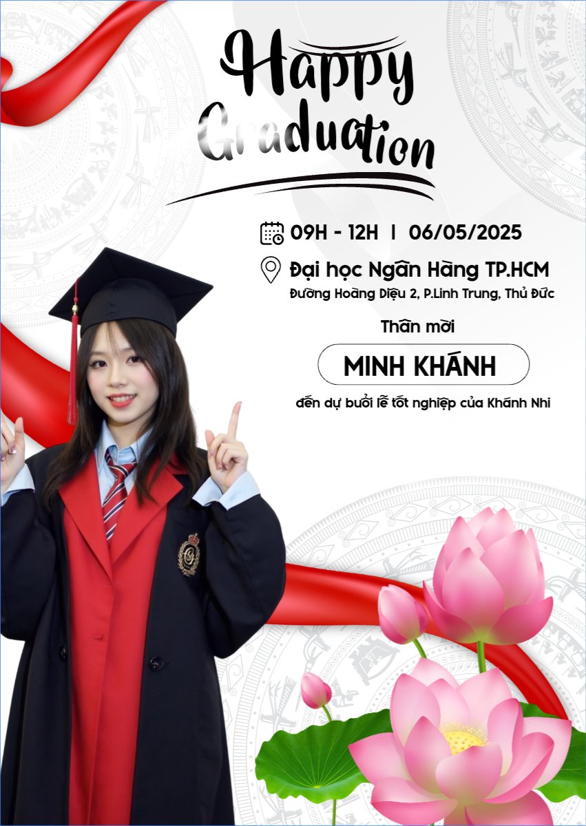 Mẫu Thư mời Tốt nghiệp, kỉ yếu, Graduation, yearbook, hiện đại, sang trọng, modern, Việt Nam — LayerPic